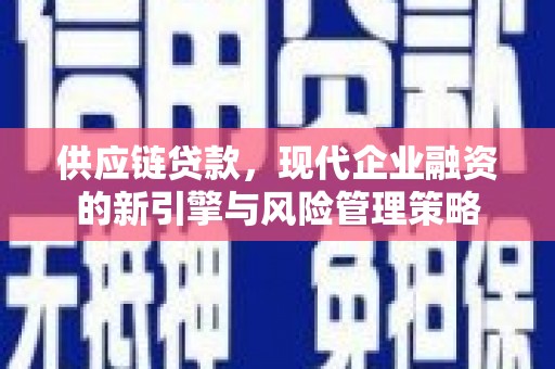 荔城供应链贷款，现代企业融资的新引擎与风险管理策略