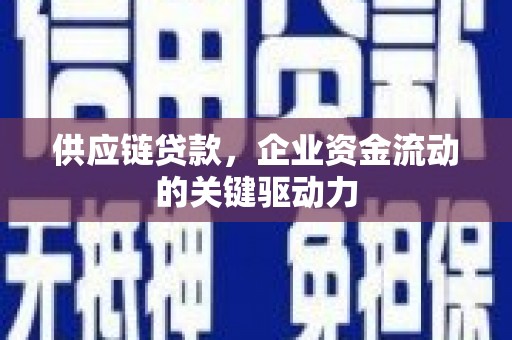 荔城供应链贷款，企业资金流动的关键驱动力