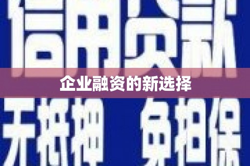 荔城企业融资的新选择