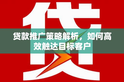 荔城贷款推广策略解析，如何高效触达目标客户
