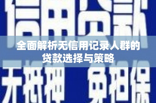 荔城全面解析无信用记录人群的贷款选择与策略