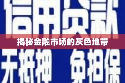 荔城揭秘金融市场的灰色地带