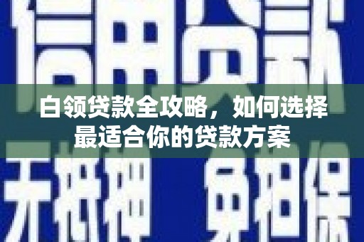 荔城白领贷款全攻略，如何选择最适合你的贷款方案